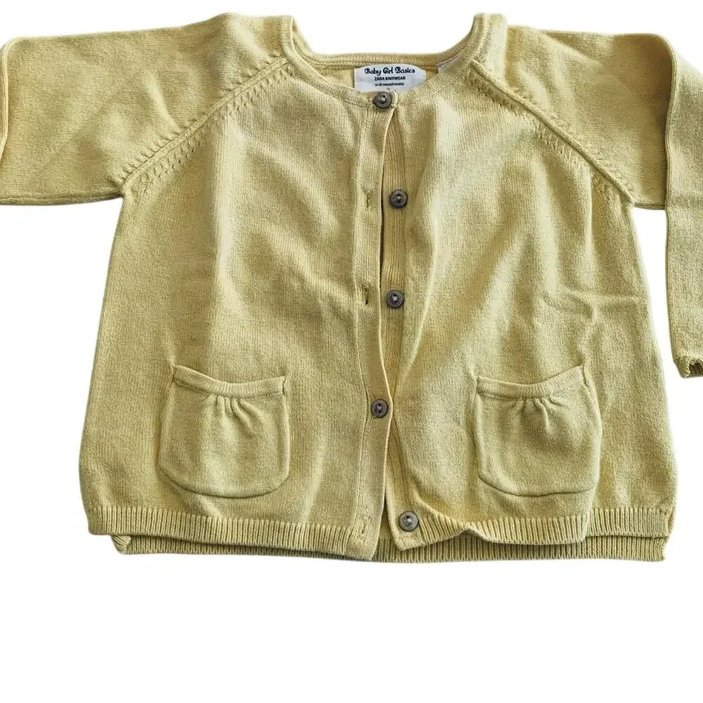 Zara girls cotton yellow cardigan sweater 12-18 months